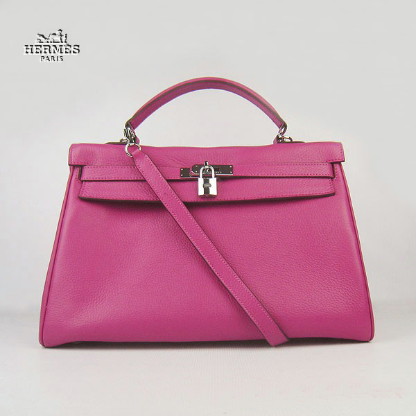 6308 Hermes Kelly 35 centimetri Togo Leather Bag Peachblow 6308 Argento Ha